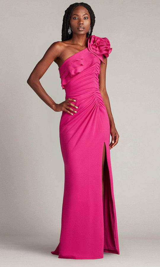 Tadashi Shoji BOS24101L - Rosette Detailed One-Shoulder Prom Gown