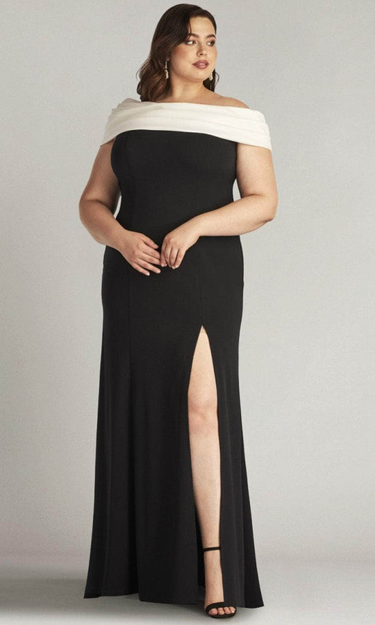 Tadashi Shoji BOS24113LQ - Two Tone Off Shoulder Evening Gown