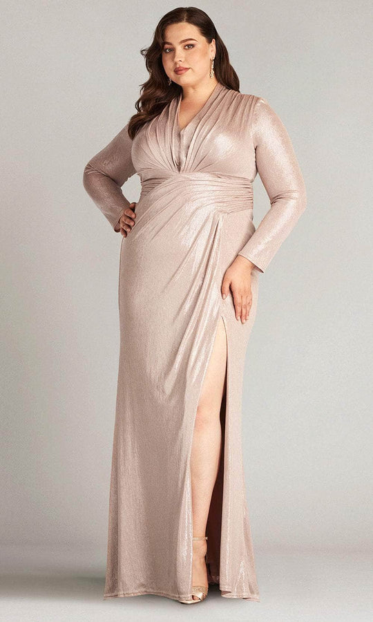 Tadashi Shoji BSJ20807LQ - Imanie Empire Draped Lamé Gown - Plus Size