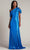 Tadashi Shoji BSJ22037L - Asymmetric Neck Metallic Evening Gown Evening Dresses XXS / Pacific Blue