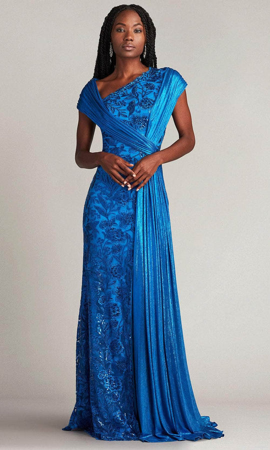 Tadashi Shoji CDL20634L - Chantelle Embroidered Sequin Draped Sash Gown