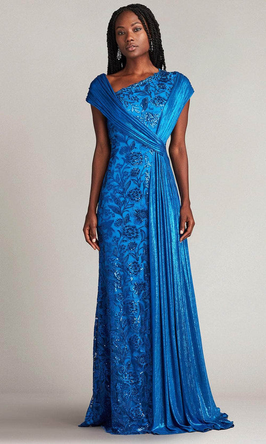 Tadashi Shoji CDL20634L - Chantelle Embroidered Sequin Draped Sash Gown
