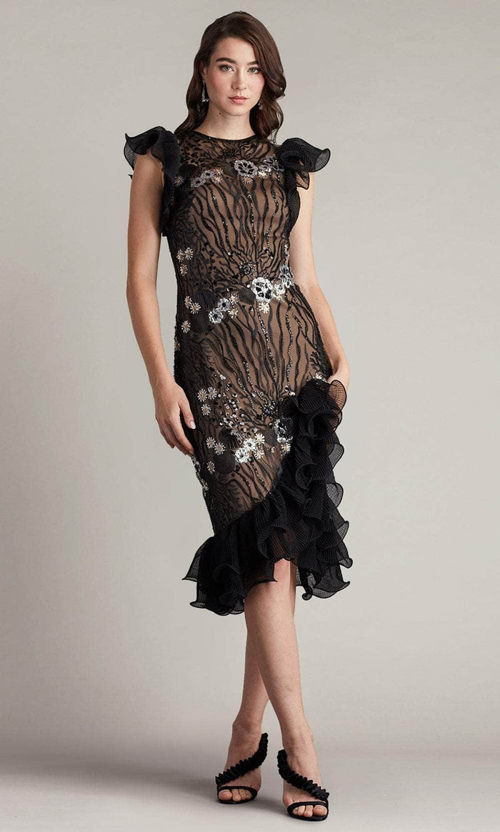tadashi cocktail dress Shoji CDU24413M Pending This tulle embroidered dress Modest Black Bridesmaid Dress Color:Antique Cream