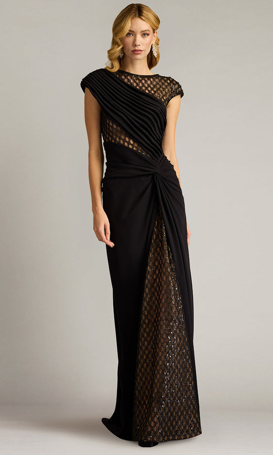 Tadashi Shoji CHI24388L - Jetta Peek-A-Boo Illusion Embellished Gown