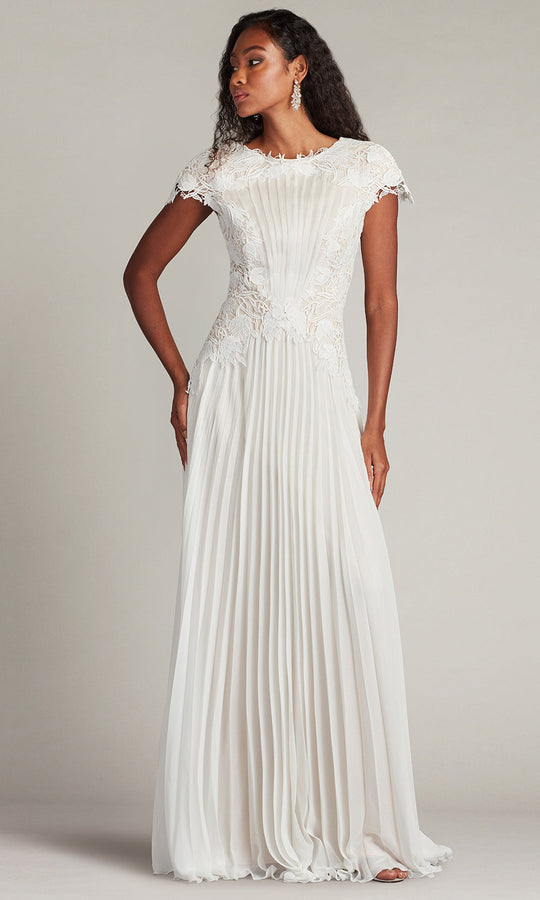 Tadashi Shoji CHY25427L - Cassiel Pleated Chiffon Cap Sleeve Gown