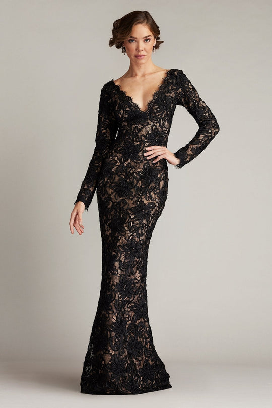Tadashi Shoji SCGE24533L - Beloit Ribbon Embroidered Long Sleeve Gown