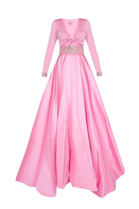 Tarik Ediz - V-Neck A-Line Gown 50018