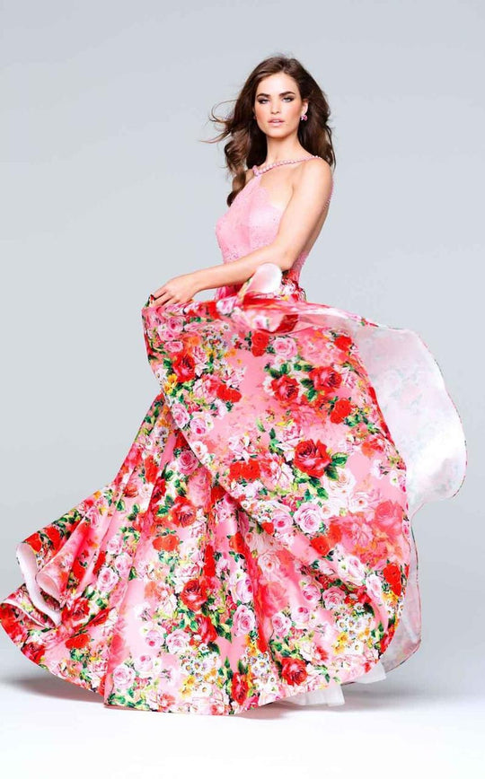 Tarik Ediz - Embellished Halter Neck Long Dress 50096