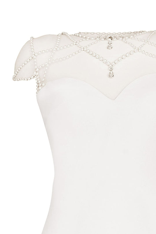 Tarik Ediz - Pearl Accented Trumpet Dress 50098