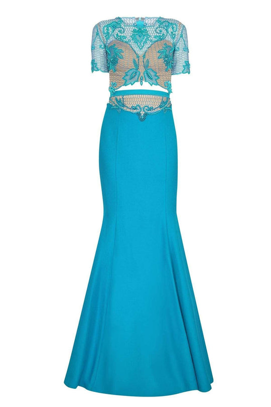 Tarik Ediz - Two Piece Beaded Mermaid Dress 50108