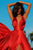 Tarik Ediz 50444 - Plunging V-Neck Pleated Evening Gown Evening Dresses 2 / Red