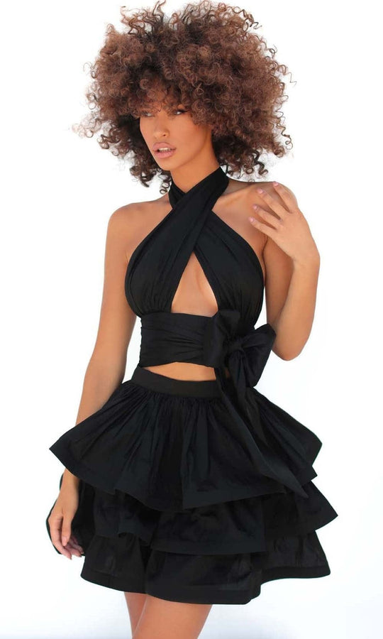Tarik Ediz - 51167 Halter Bow Accent Dress