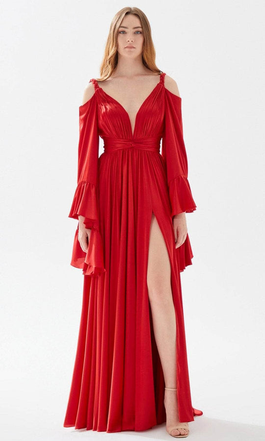 Tarik Ediz 52051 - Shirr Ornate A-Line Prom Dress