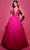Tarik Ediz 53040 - Beaded Straps Plunging Evening Gown Evening Dresses 0 / Fuchsia