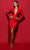 Tarik Ediz 53047 - Long Sleeve V-Neck Evening Dress Evening Dresses 0 / Red