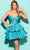 Tarik Ediz 53098 - Double Tier Cocktail Dress Special Occasion Dress 0 / Sea Turquoise