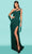 Tarik Ediz 53102 - Asymmetrical Neckline Fitted Prom Dress Prom Dresses 0 / Emerald