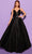 Tarik Ediz 53107 - Pleated Bodice A-Line Evening Gown Evening Dresses 0 / Black