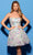 Tarik Ediz 53165 - Floral Embroidered Cocktail Dress Special Occasion Dress 0 / Blue