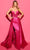 Tarik Ediz 53195 - Plunging Overskirt Satin Gown Special Occasion Dress 0 / Fuchsia