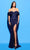 Tarik Ediz 53227 - Corset High Slit Evening Dress Special Occasion Dress 0 / Navy