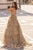 Tarik Ediz 93943 - Plunging V-Neck Glitter Evening Dress Evening Dresses 6 / Ivory