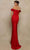 Tarik Ediz 98016 - Straight Across Satin Evening Gown Evening Dresses 2 / Red