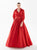 Tarik Ediz - 98099 Long Sleeve Collared A-Line Dress Mother of the Bride Dresses 0 / Burgundy