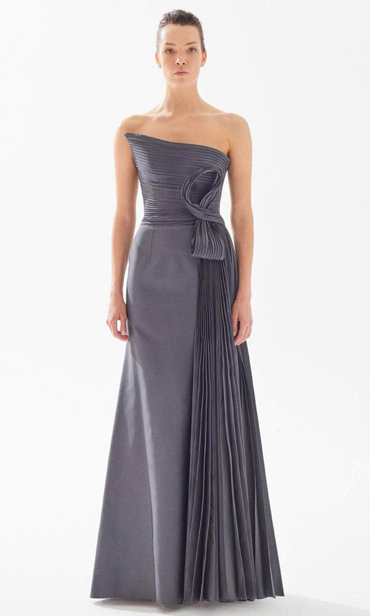 Tarik Ediz 98300 - Asymmetrical Pleated Evening Gown