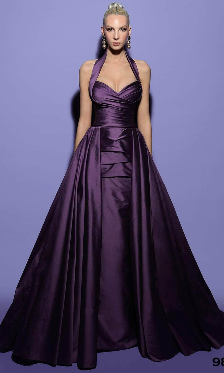 Bandeau Long Formal Peplum Overskirt Evening Dress main image 1