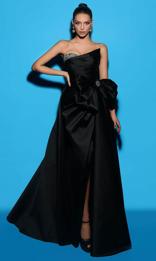 Tarik Ediz 98421 - Bow Accent Overskirt Evening Gown