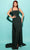 Tarik Ediz 98451 - Square Ruched Jersey Evening Gown Special Occasion Dress 0 / Forest Green