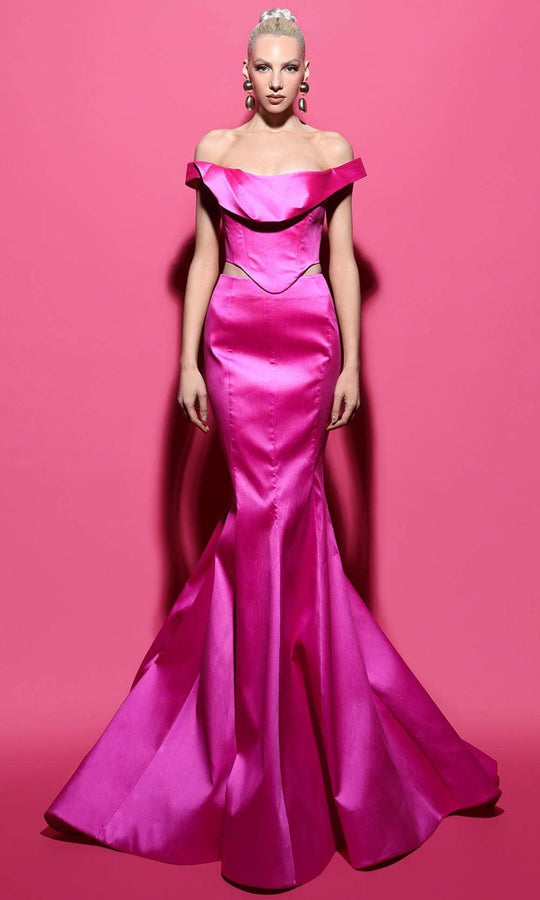 Tarik Ediz 98459 - Off-Shoulder Two-Piece Gown