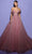 Tarik Ediz 98471 - Draped Sleeve Corset Ballgown Special Occasion Dress 0 / Rose