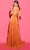 Tarik Ediz 98485 - Keyhole Ruched Sheath Gown Evening Dresses 0 / Apricot
