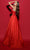 Tarik Ediz 98496 - Taffeta V-Neck Evening Gown Evening Dresses 10 / Red