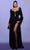 Tarik Ediz 98502 - Long Sleeve Beaded Accent Prom Gown Evening Dresses 0 / Black