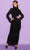 Tarik Ediz 98504 - Long Sleeve Glitter Jersey Evening Gown Special Occasion Dress 0 / Black