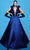Tarik Ediz 98509 - Ruffled V-Neck Evening Gown Special Occasion Dress 0 / Royal Blue