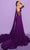 Tarik Ediz 98550 - Pleated Asymmetric Cape Long Dress Prom Dresses