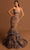 Tarik Ediz 98556 - Strapless Ruched Sequin Evening Gown Special Occasion Dress 0 / Champagne