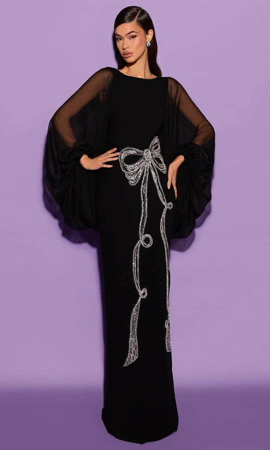 Tarik Ediz 98563 - Illusion Cape Sleeve Evening Gown