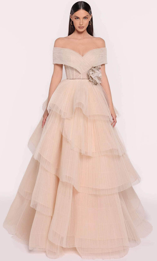 Tarik Ediz 98884 - Shirr Tiered Evening Gown