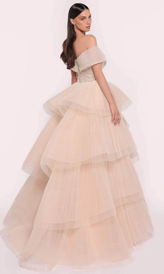 Tarik Ediz 98884 - Shirr Tiered Evening Gown