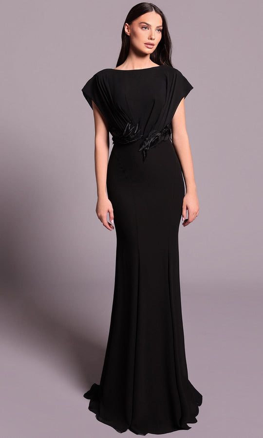 Tarik Ediz 99004 - Cap Sleeve Crepe Fitted Dress