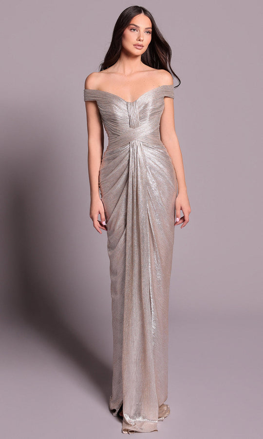 Tarik Ediz 99080 - Off-Shoulder Sweetheart Draped Dress