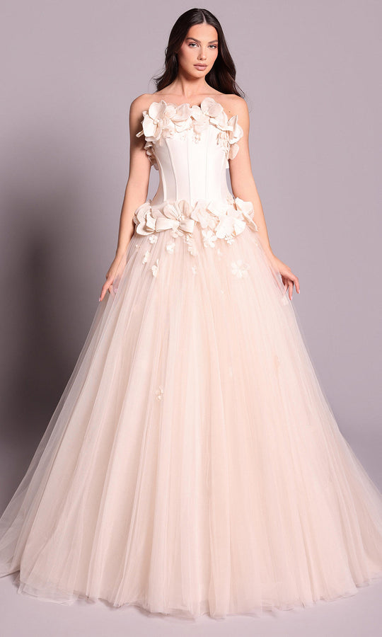 Tarik Ediz 99138 - Corset Tulle Ballgown with Floral Accents