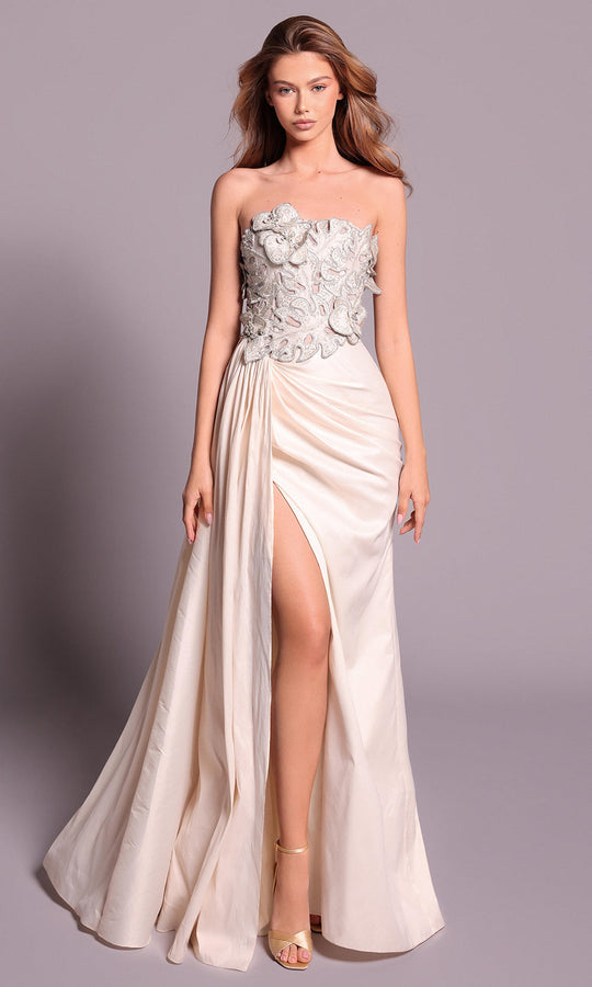 Tarik Ediz 99154 - Embroidered Applique Strapless Dress
