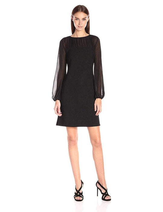 Taylor - Chiffon and Jersey Long Sleeve Dress 5915M