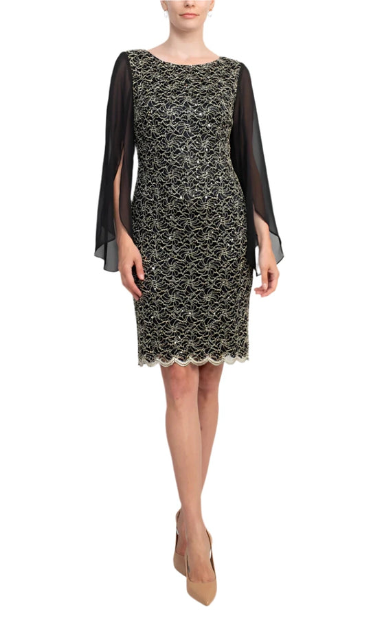 Connected Apparel TCM11590M1 - Chiffon Sleeve Bateau Neckline Dress